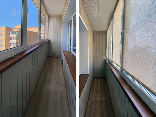 Ремонт балкона с остеклением и отделкой ламинированными панелями